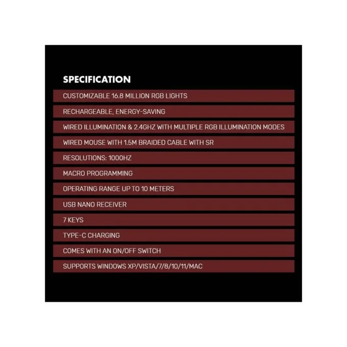 Armaggeddon 7B MIRAGE VII Tri-Mode Gaming Mouse Black — image 12