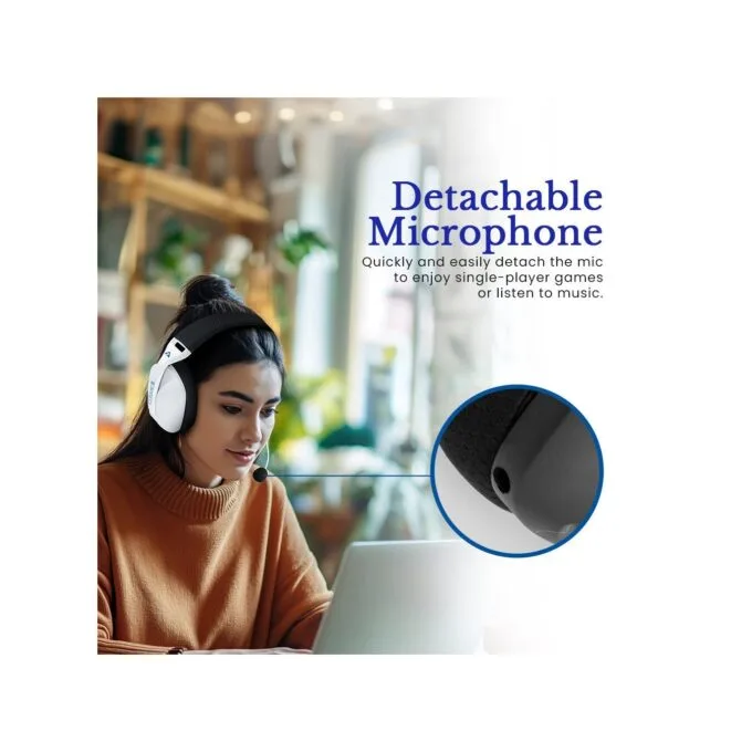 Armaggeddon Cosmic-III Lite Gaming Headset 2.4G/BT/AUX Fabric White — image 6