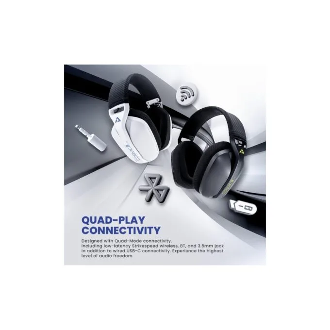 Armaggeddon Cosmic-III Lite Gaming Headset 2.4G/BT/AUX Fabric White — image 8