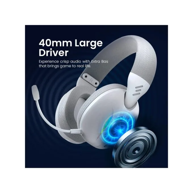 Armaggeddon Cosmic V Gaming Headset USB/3.5mm/2.4G/BT PU Leather Ultraclear White — image 3