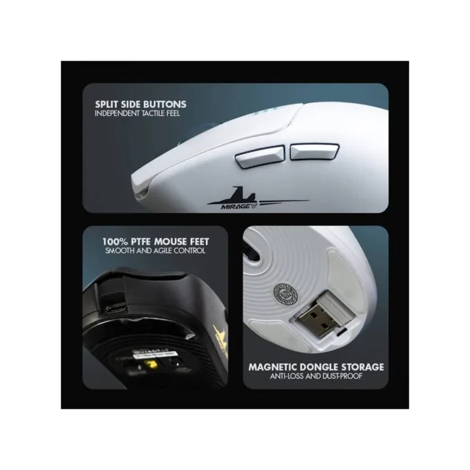 Armaggeddon Mirage V Wired+2.4G+BT Rechargeable Gaming Mouse 10000 CPI Black — image 6