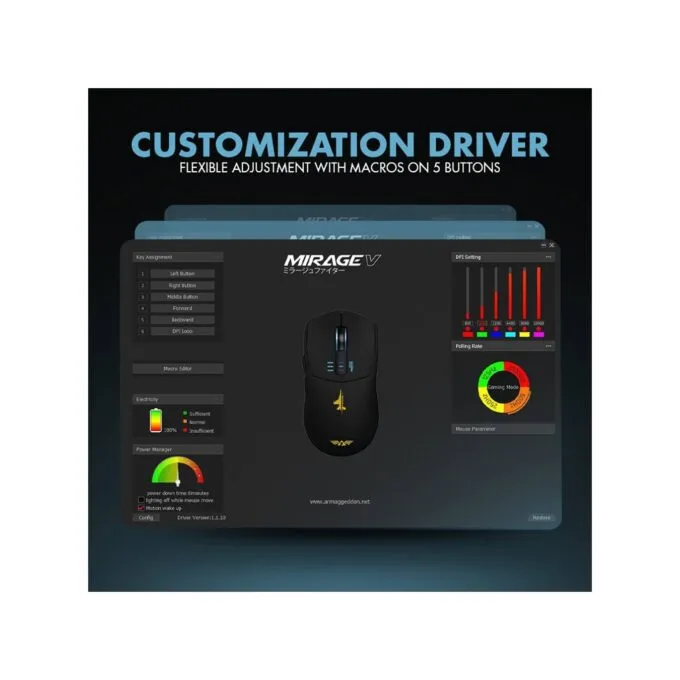 Armaggeddon Mirage V Wired+2.4G+BT Rechargeable Gaming Mouse 10000 CPI Black — image 8