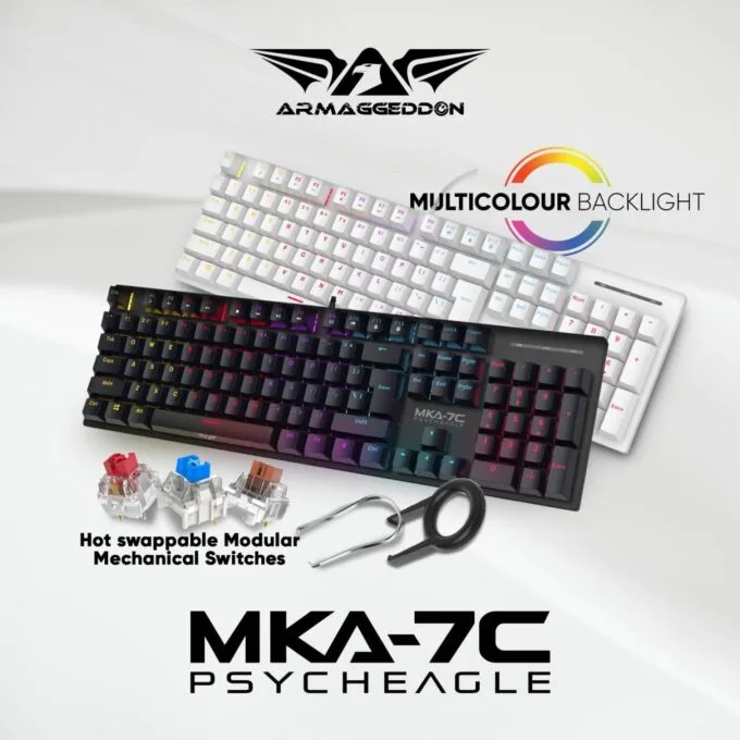 Armaggeddon MKA-7C White Mechanical Gaming Keyboard 104 Blue Clicky — image 3
