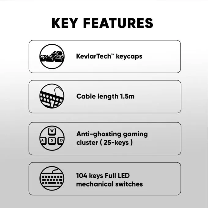 Armaggeddon MKA-7C White Mechanical Gaming Keyboard 104 Linear Red Keys — image 4