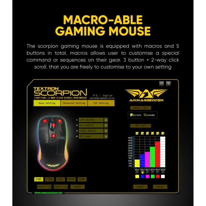 Armaggeddon Scorpion 3 Pro-Gaming Mouse - 4800 CPI - Free Mousepad — image 6