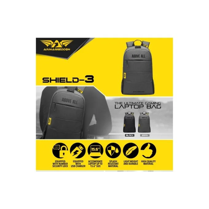 Armaggeddon SHIELD 3 Anti-Theft Gaming Laptop Backpack 15.6" Black — image 4