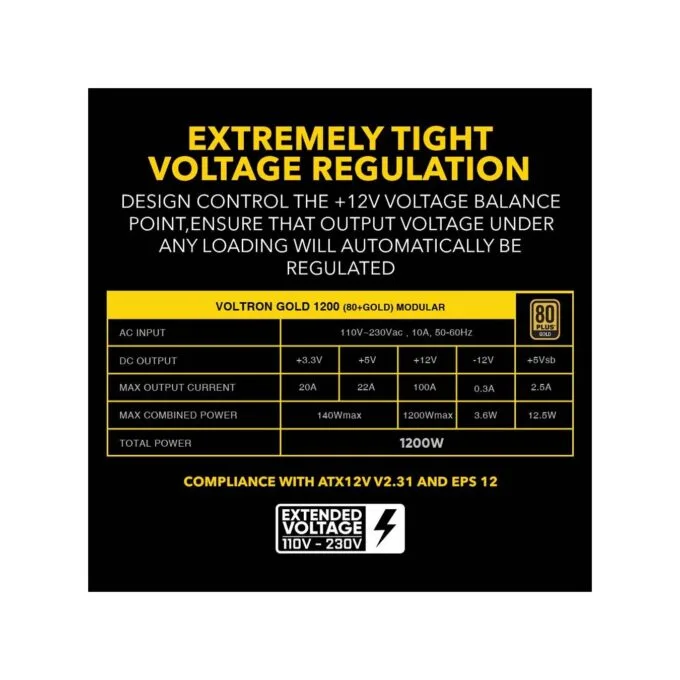 Armaggeddon Voltron Gold 1200W 80+ Gold Modular PSU Black — image 7