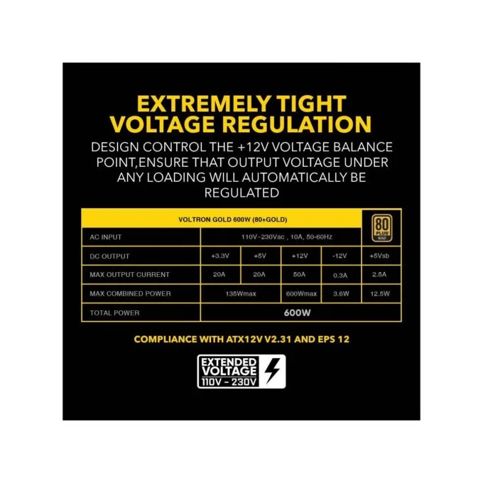 Armaggeddon Voltron Gold 600W 80+ Gold PSU - Black — image 7