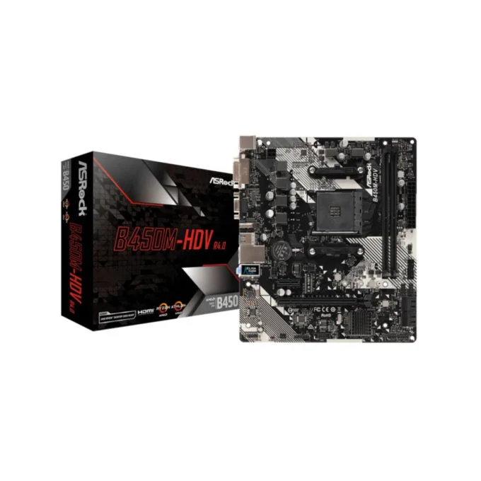 ASRock B450M-HDV R4.0 AM4 Micro-ATX Motherboard AMD B450 DDR4 M.2 — image 1