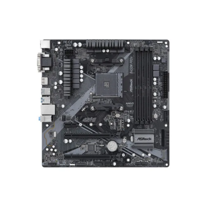 ASRock B450M Pro4 R2.0 - Micro-ATX AM4 Motherboard - 128GB DDR4, Dual M.2, USB-C, RGB — image 2