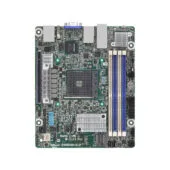ASRock B550D4ID-2L2T - Mini-ITX AM4 Motherboard, B550 Chipset, 4x DDR4 up to 128GB, PCIe 4.0, Quad LAN, Passive Cooling - Green