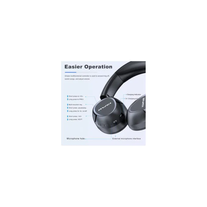 Awei A770BL - Bluetooth 5.0 Wireless Headphones - Stereo, Noise Cancelling, 13h Playtime — image 4