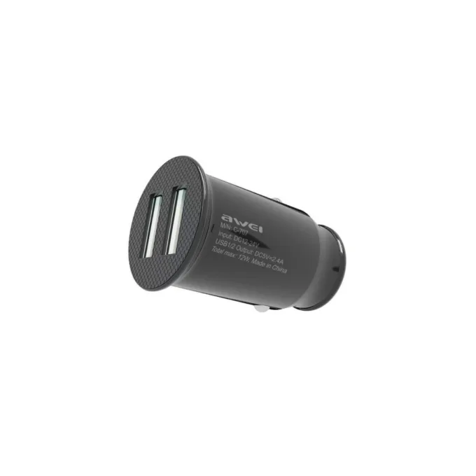 Awei C-707 Car Charger - Dual USB, Fast Charge, Black — image 3