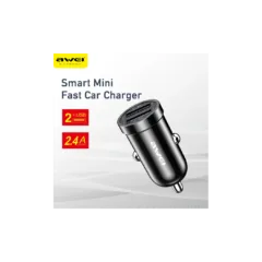 Awei C-707 Car Charger - Dual USB, Fast Charge, Black