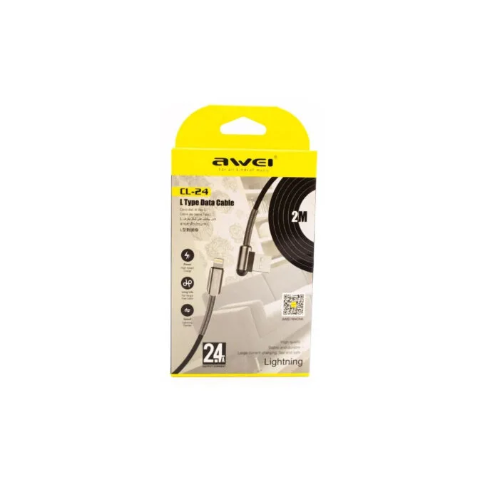 Awei CL-24 Lightning to USB-A Cable - Braided 2m, 2.4A Fast Charging — image 2