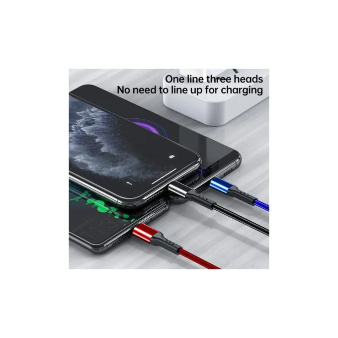 Awei CL-971 3-in-1 Fast Charging Cable - 2.4A, Lightning/Micro-USB/USB-C, 1.2m, Metal Connectors — image 4