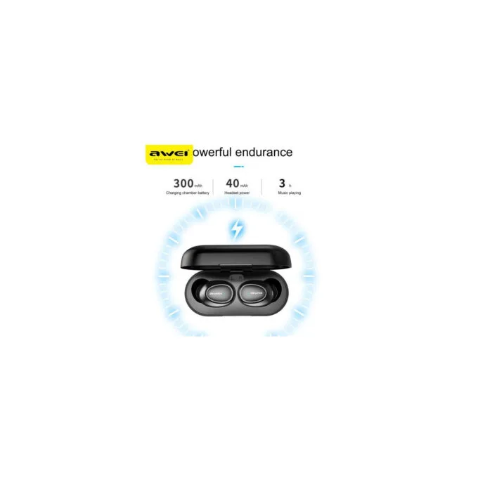 Awei T16 TWS Bluetooth Earbuds - Bluetooth 5.0, IPX4, 2×40mAh Buds & 300mAh Charging Case — image 3