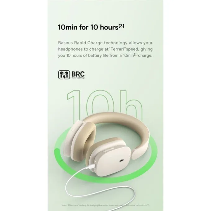 Baseus Bowie - H1 - Noise Cancelling Wireless Headphones White — image 9