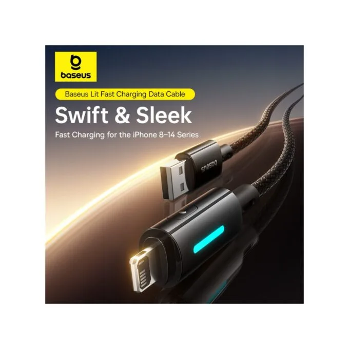 Baseus Cable Lightning to USB-A Lit Button Series - 1m - Cosmic Black — image 2