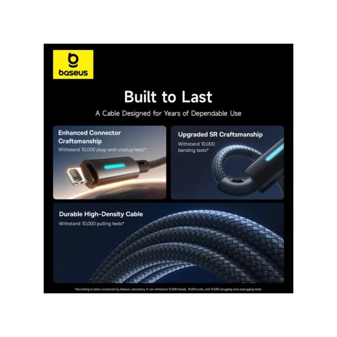 Baseus Cable Lightning to USB-A Lit Button Series - 1m - Cosmic Black — image 6