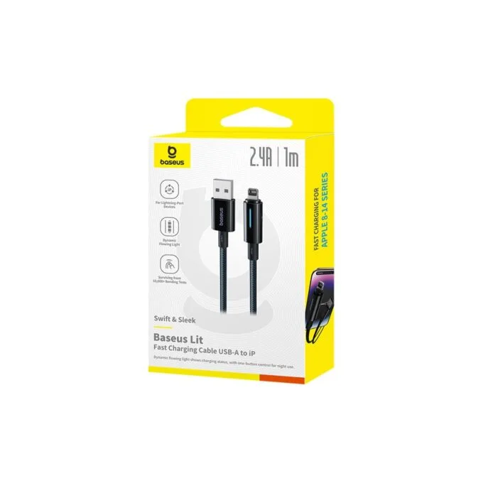 Baseus Cable Lightning to USB-A Lit Button Series - 1m - Cosmic Black — image 8