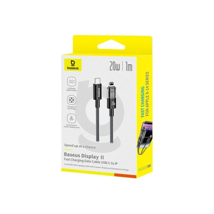 Baseus Cable Lightning to USB-C Display 2 Series Braided 20W 1.0m Black - Lightning to USB-C, Braided, 20W, 1.0m, Black — image 8