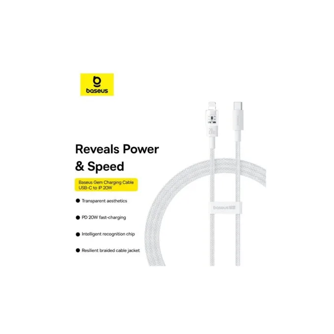 Baseus Cable Lightning to USB-C Gem Series - 1.0m - 20W - White — image 2