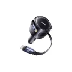 Baseus Car Charger 60W Enjoyment with Retractable Cables (C+C) Black - 60W, Retractable Cables, Black