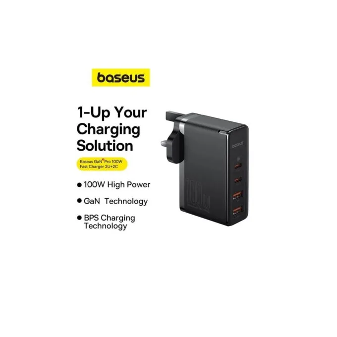 Baseus Charger Wall - 100W 2xUSB-C 2xUSB-A UK+100W USB-C Cable Black — image 2