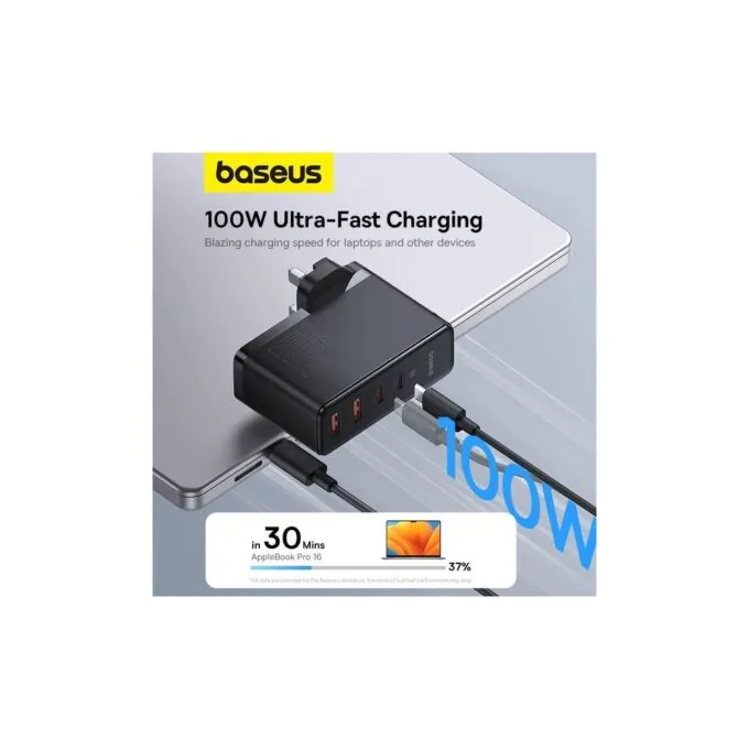 Baseus Charger Wall - 100W 2xUSB-C 2xUSB-A UK+100W USB-C Cable Black — image 5