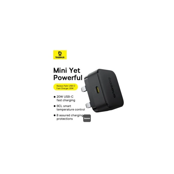 Baseus Charger - Wall 20W USB-C PALM Series UK Black — image 2