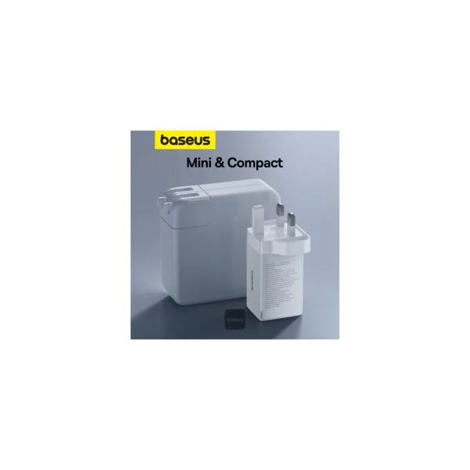 Baseus Charger Wall 65W USB-Cx2 USB-A UK+100W USB-C Cable White - 65W, USB-Cx2, USB-A, UK plug, White — image 6