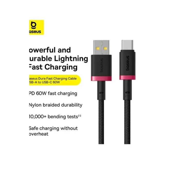 Baseus Dura Series USB-A to USB-C Braided Cable 1.0m Black+Red — image 7