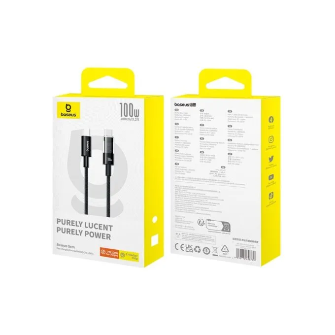 Baseus Gem Series USB-C to USB-C 100W 1.0m Black - CB000092 — image 8