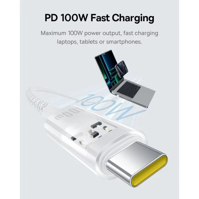 Baseus Gem Series USB-C to USB-C Cable 100W 2.0m White — image 2