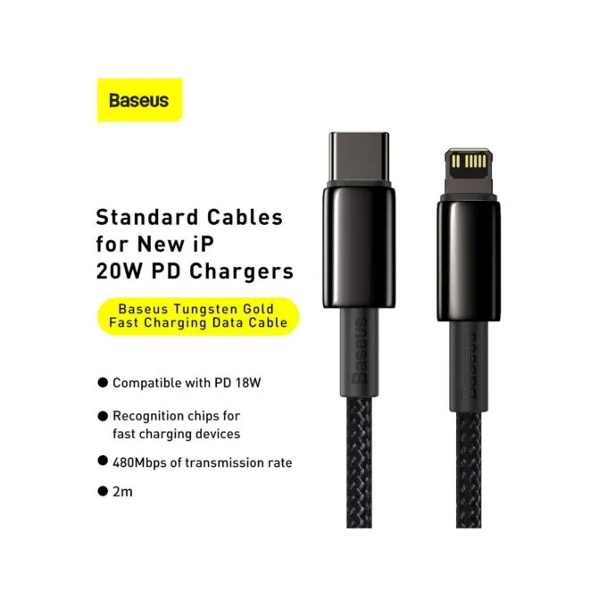 Baseus Gold Type-C to Lightning - PD 20W 2m Black — image 5