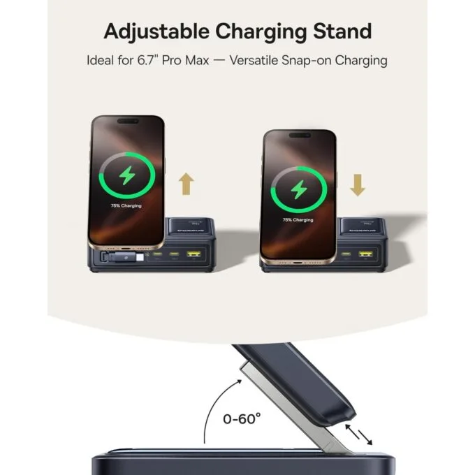 Baseus NOMOS - 5in1 Desktop 140W Wired & Wireless Charger Qi2 3xUSBC+1A with LED Display UK Plug — image 6
