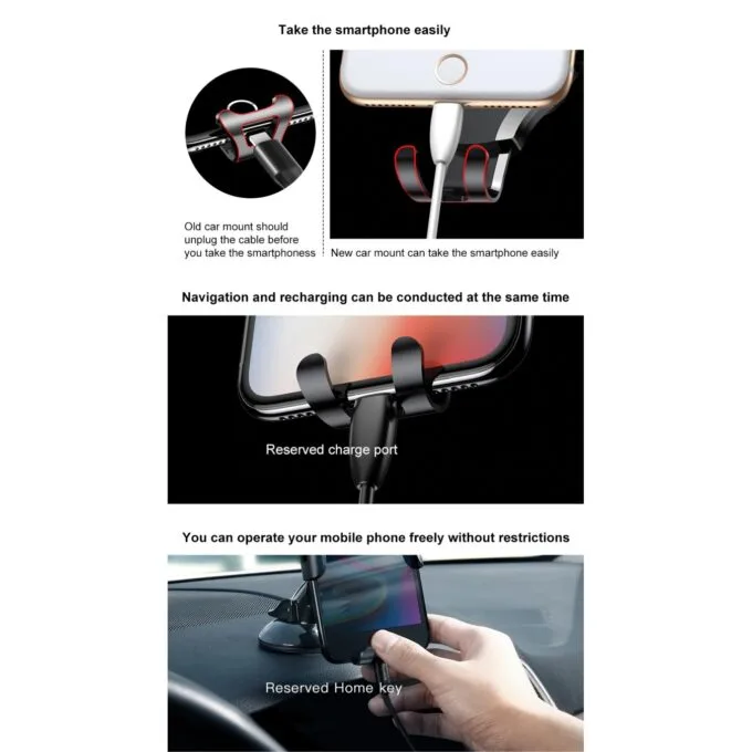 Baseus Osculum Type Gravity Dashboard Car Mount - SUYL-XP0S - Osculum Type Gravity Dashboard Car Mount Black — image 13