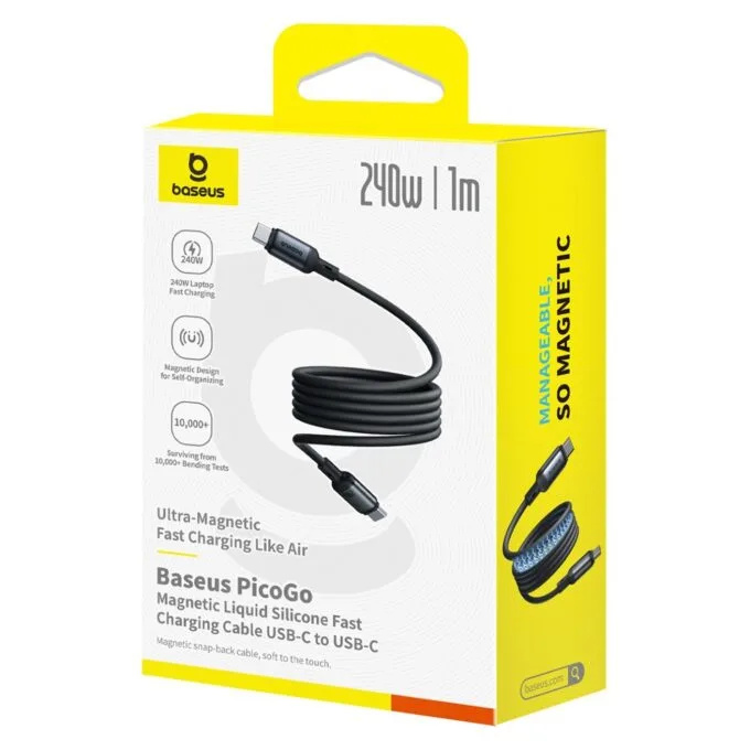 Baseus PicoGo Magnetic USB-C to USB-C Cable 240W 1.0m Black — image 3