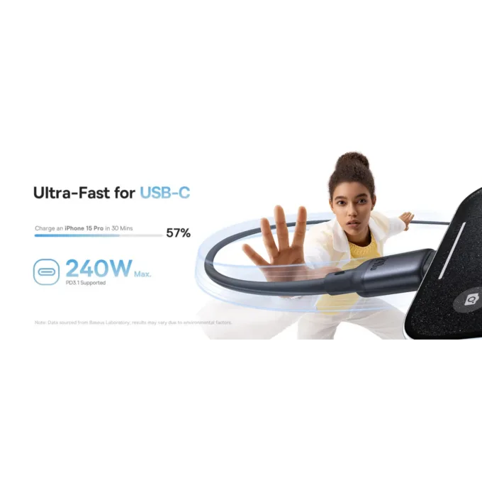 Baseus PicoGo Magnetic USB-C to USB-C Cable 240W 1.0m Black — image 4