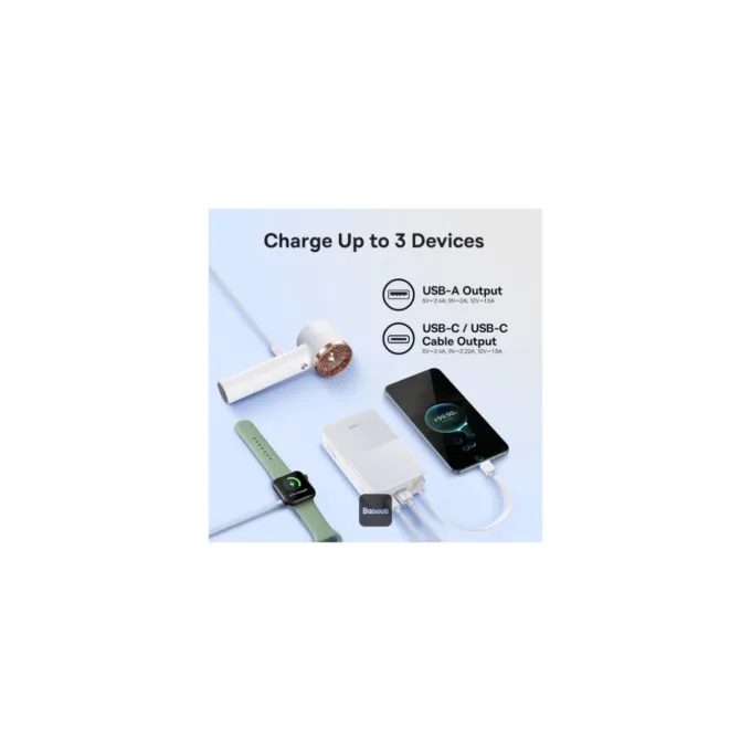 Baseus Powerbank 22.5W 20000mAh + Display EnerFill Bipow2 Pro White - FC51 - EnerFill Bipow2 Pro White — image 8