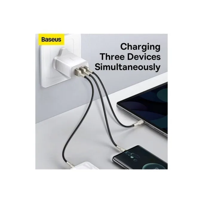 Baseus Wall Charger - 30W USB-C 2xUSB-A - UK White — image 2