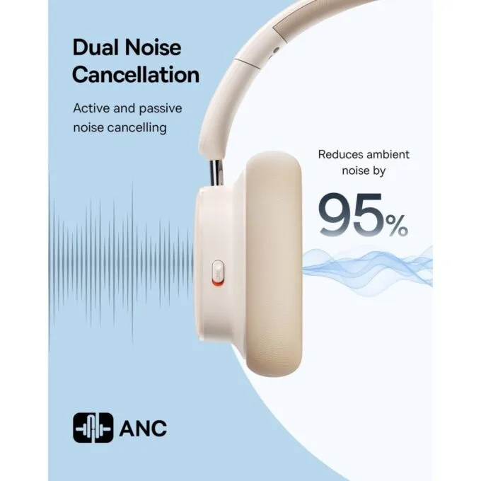 Baseus Wireless Headphones Over Ear ANC Bowie - H1i - White — image 5