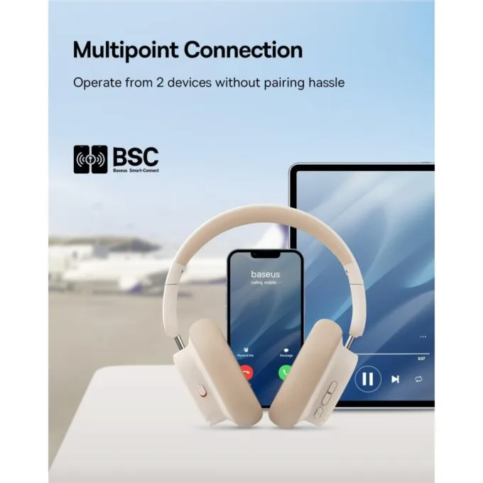 Baseus Wireless Headphones Over Ear ANC Bowie - H1i - White — image 9