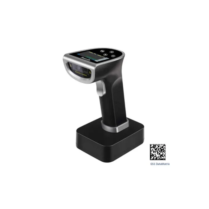 BCS-07BW BARCODE WIRELESS WIRED 2D SCANNER W LED SCREEN BLACK POWER-ON — image 1