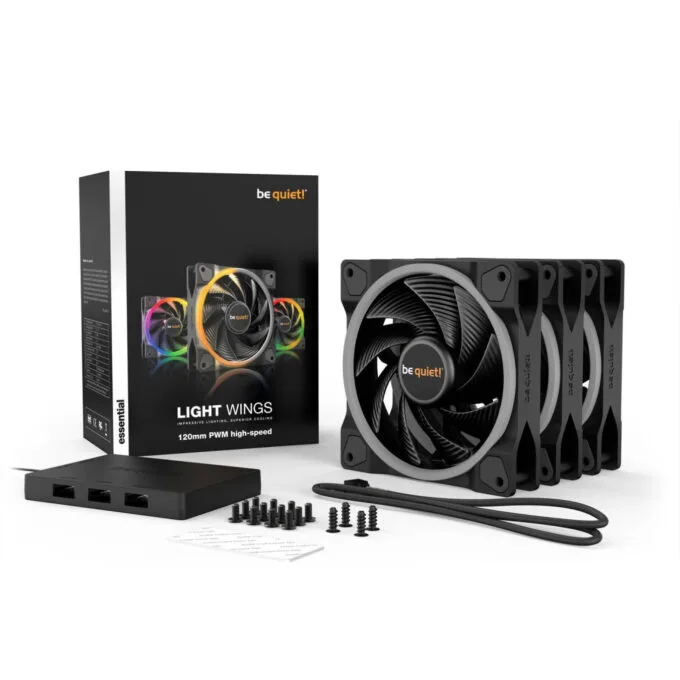 Be Quiet! Light Wings 120mm PWM High-Speed Triple Fan Pack - Black, ARGB, 2500 RPM, 52.3 CFM — image 3