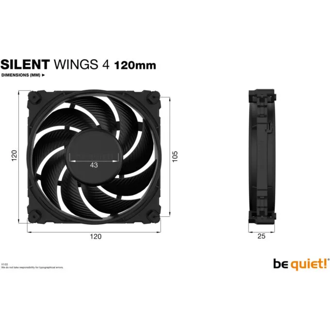be quiet! Silent Wings 4 120 mm - Black, 3-pin 12V Fan, 82.7 m³/h Airflow, 18.9 dB — image 5