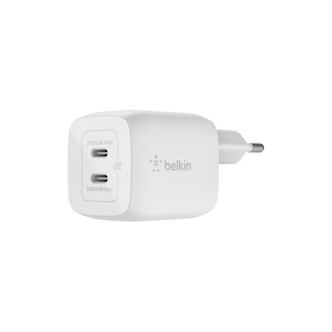 Belkin 45W Dual USB-C GaN Ladegerät Power Deliver. PPS. white — image 1