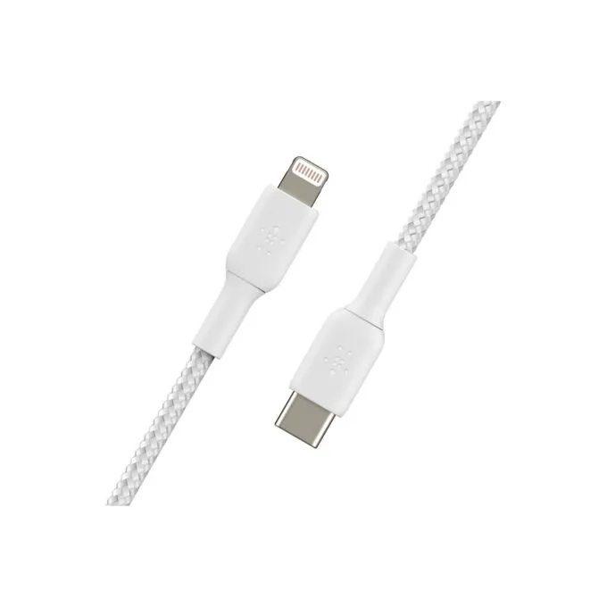 Belkin Lightning USB-C Kabel ummantelt mfi 1m weiß — image 2