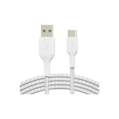 Belkin USB-C USB-A Kabel ummantelt. 2m. weiß